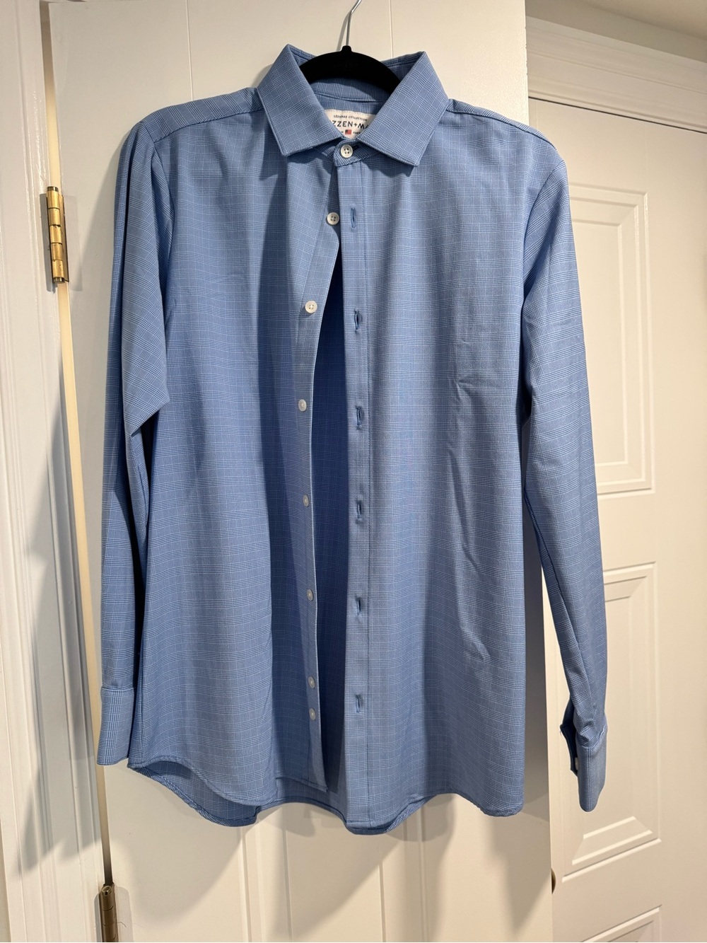 Mizzen+Main Leeward Dress Shirt Blue Plaid Medium Trim Fit